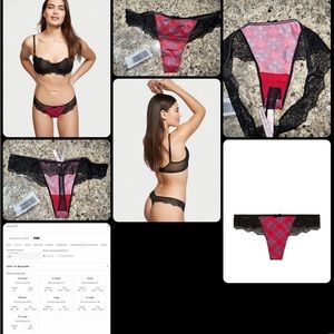 Victoria Secret DREAM ANGELS Corded velvet Thong Panty plaid flannel XL